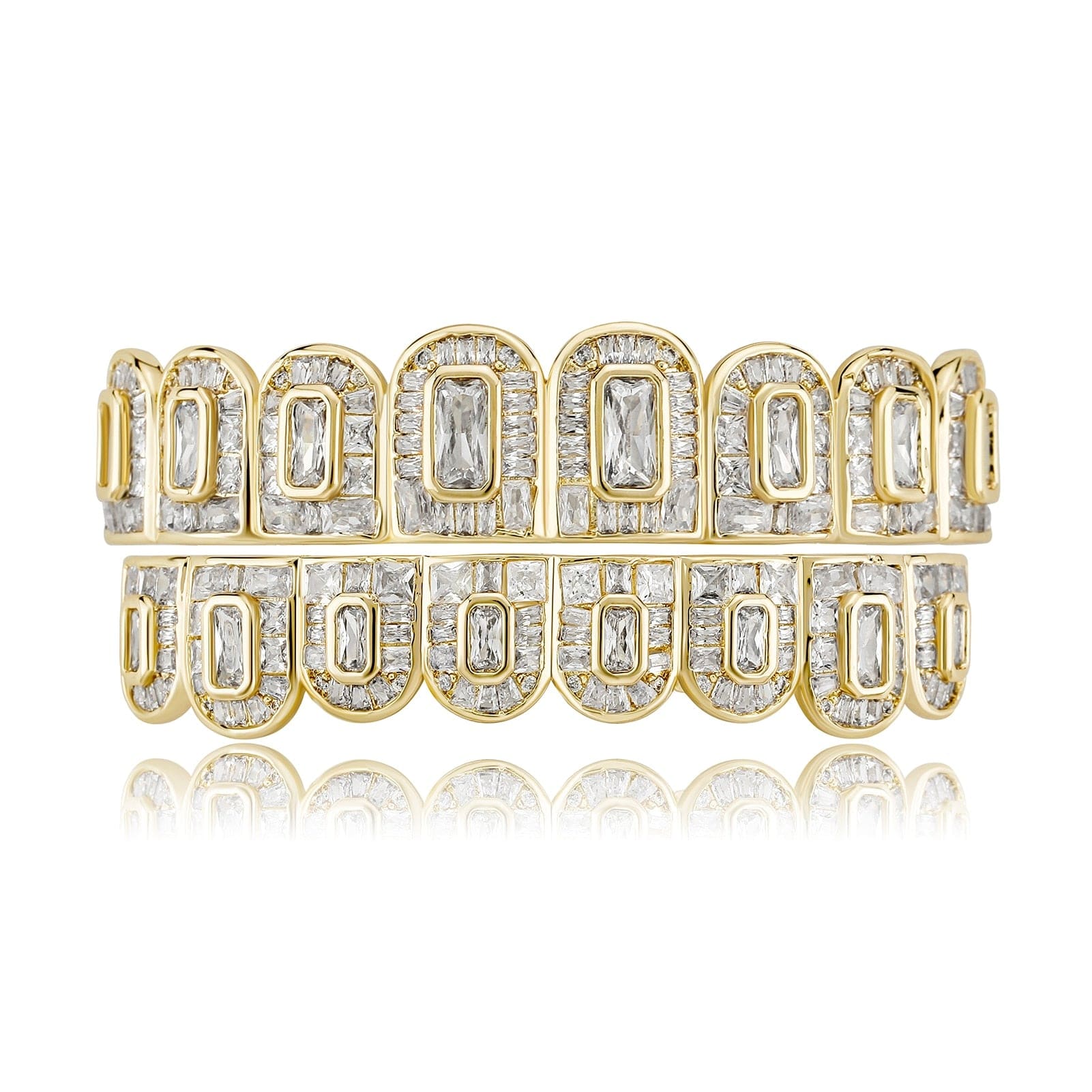 VVS Jewelry hip hop jewelry Fully Rectangle Cut Baguette Iced Out Grillz
