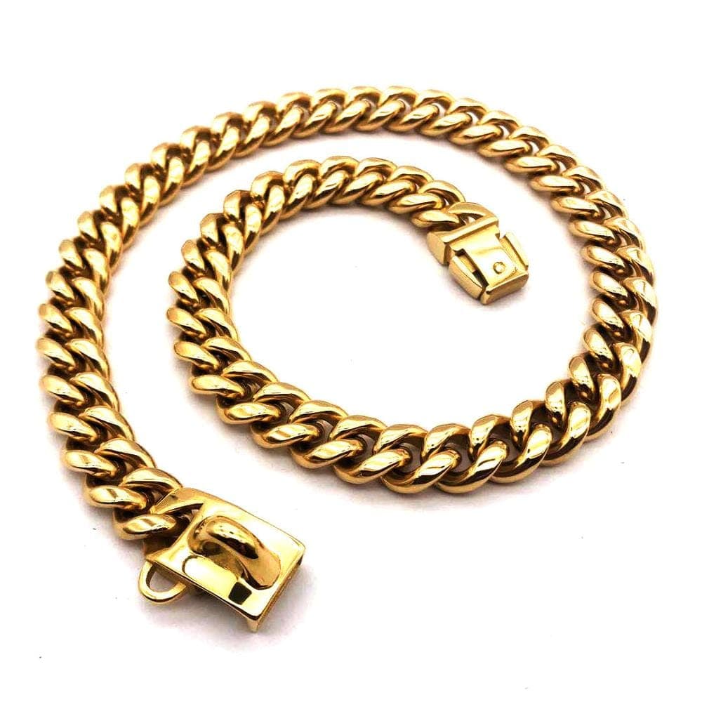 VVS Jewelry hip hop jewelry Gold / 12" VVS Jewelry Miami Cuban link Dog Collar