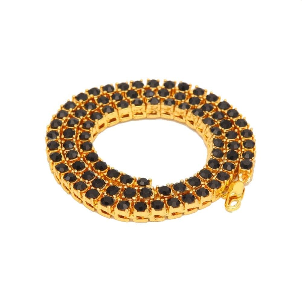 VVS Jewelry hip hop jewelry Gold / 16inch VVS Jewelry 5MM Black Tennis Chain