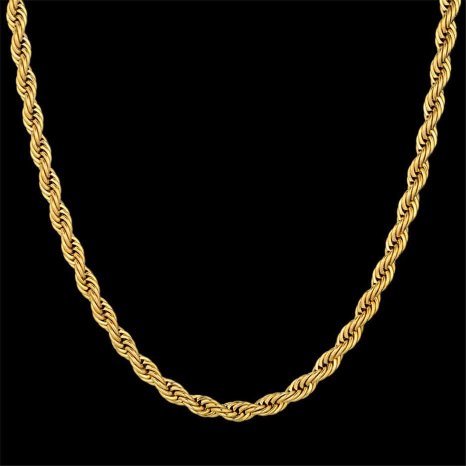 VVS Jewelry hip hop jewelry Gold / 18" / 6mm 14k Gold 316L Stainless Steel Rope Chain