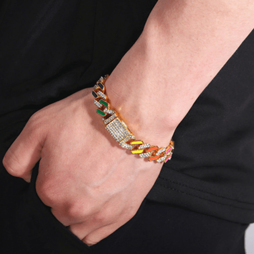 VVS Jewelry hip hop jewelry Gold / 18 Inch VVS Jewelry Rainbow Cuban Chain + FREE Bracelet Bundle
