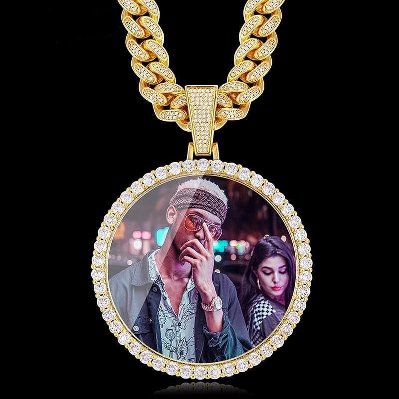 VVS Jewelry hip hop jewelry Gold / 18 Inches VVS Jewelry 13MM Cuban Custom Photo Chain