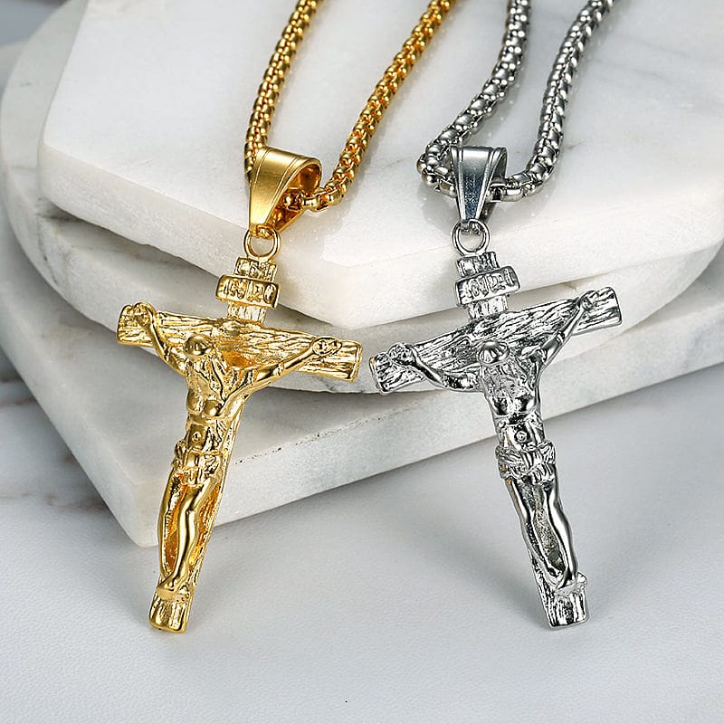 VVS Jewelry hip hop jewelry Gold / 20 Inches Stainless Steel INRI Crucifix Pendant Chain