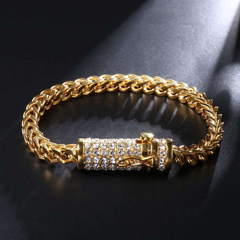 VVS Jewelry hip hop jewelry Gold / 22.5cm Gold/Silver Chain Bracelet With Blinged Out Clasp