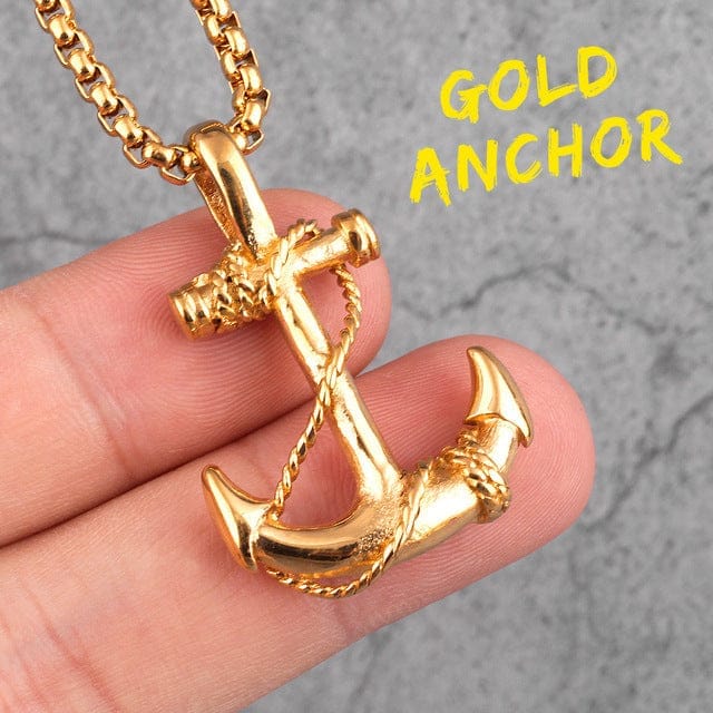 VVS Jewelry hip hop jewelry Gold / 24" Anchor Pendant Necklace