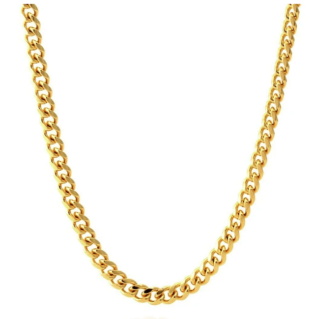VVS Jewelry hip hop jewelry Gold / 24inch 5MM Stainless Steel Miami Cuban Chain + FREE bracelet