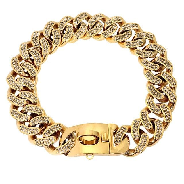 VVS Jewelry hip hop jewelry Gold / 25.5" Medium/Large Gold Cuban Link Dog Collar