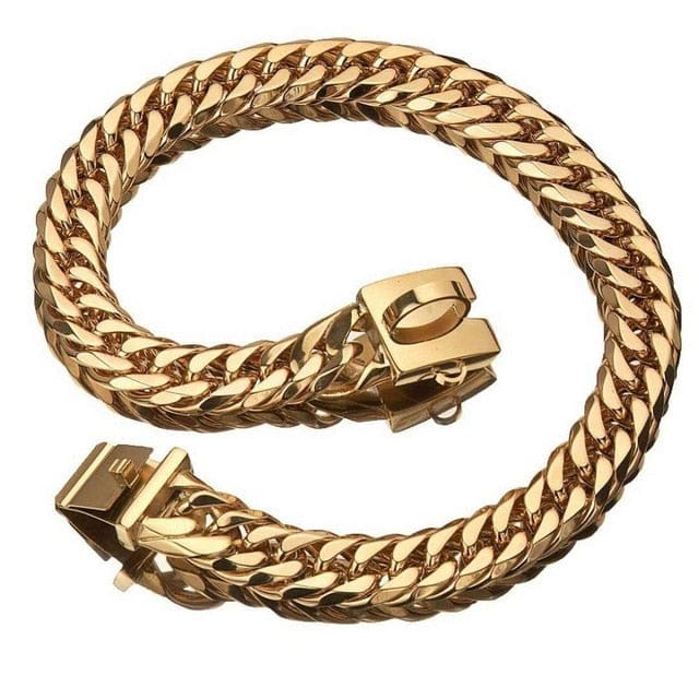 VVS Jewelry hip hop jewelry Gold / 30" Cuban Link Gold Dog Chain Collar V2