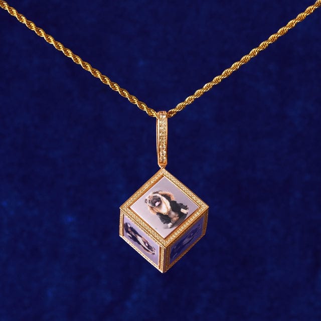 VVS Jewelry hip hop jewelry Gold / 4mm Tennis Chain / 30inch Custom Iced Out 3D Dice Photo Pendant
