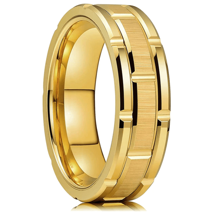 VVS Jewelry hip hop jewelry Gold / 6 Black/Silver/Black 8MM Tungsten Carbide Band Ring