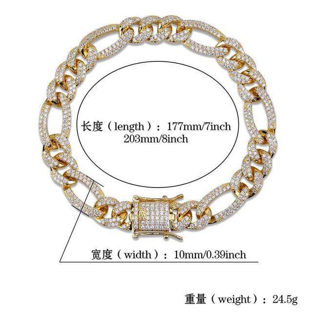 VVS Jewelry hip hop jewelry Gold / 7inch Rapper Gold/Silver Clasp 10mm Cuban Chain Bracelet