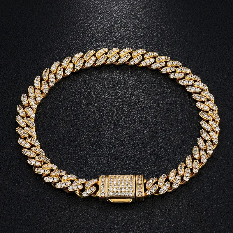 VVS Jewelry hip hop jewelry Gold / 7inches(17.5cm) 6.6mm VVS D Color Moissanite Iced out Cuban Link Bracelet
