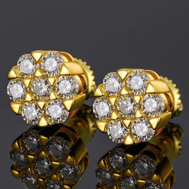 VVS Jewelry hip hop jewelry Gold 925 Sterling Silver Iced Out Flower Style Moissanite Earrings