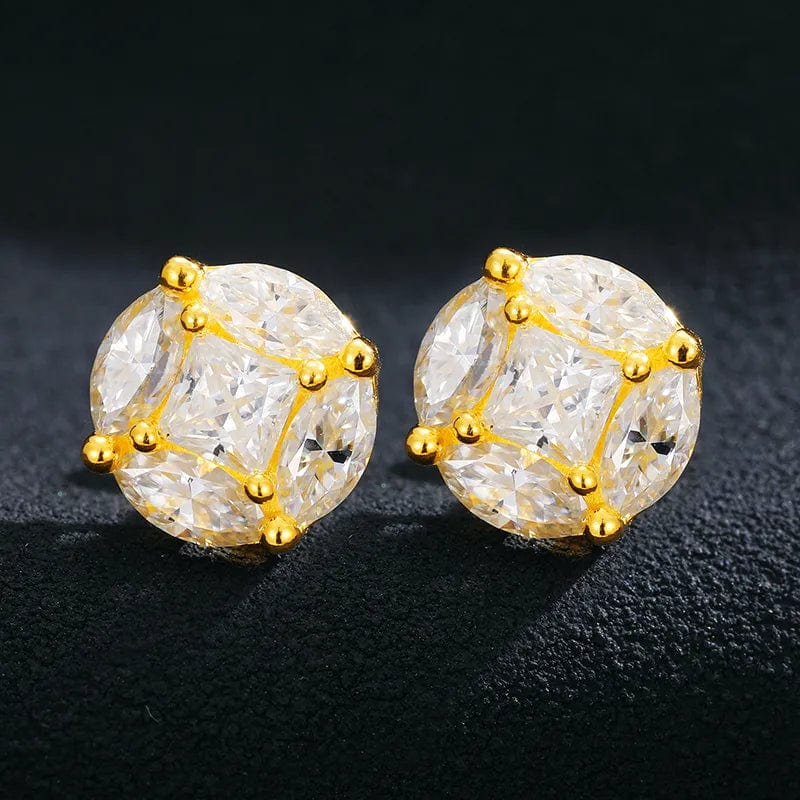 VVS Jewelry hip hop jewelry Gold 925 Sterling Silver Moissanite Asscher Cut Solitaire Stud Earrings