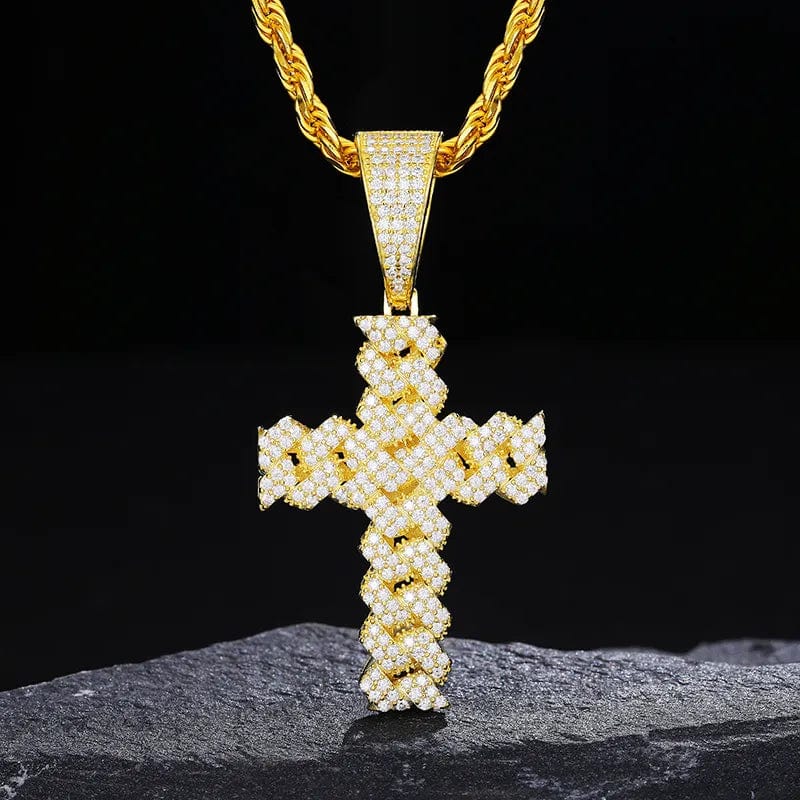 VVS Jewelry hip hop jewelry Gold 925 Sterling Silver VVS Moissanite Cuban Cross Pendant