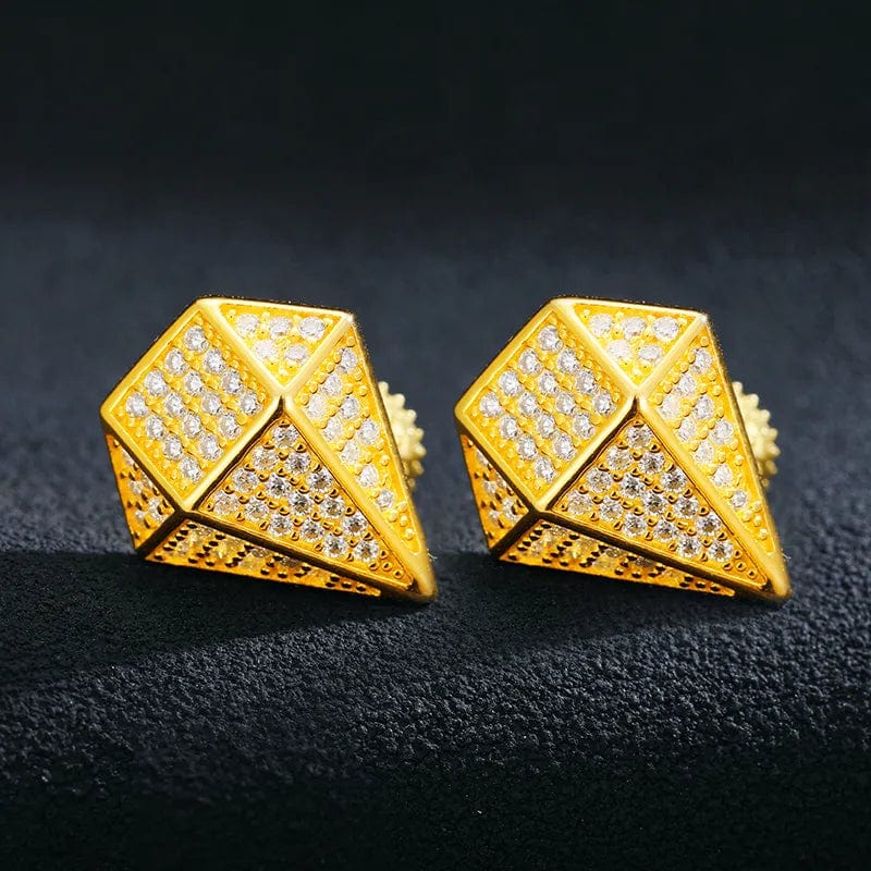VVS Jewelry hip hop jewelry Gold 925 Sterling Silver VVS Moissanite Diamond Shape Lux Stud Earrings
