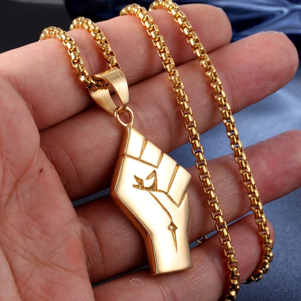 VVS Jewelry hip hop jewelry Gold BLM Raised Fist Necklace