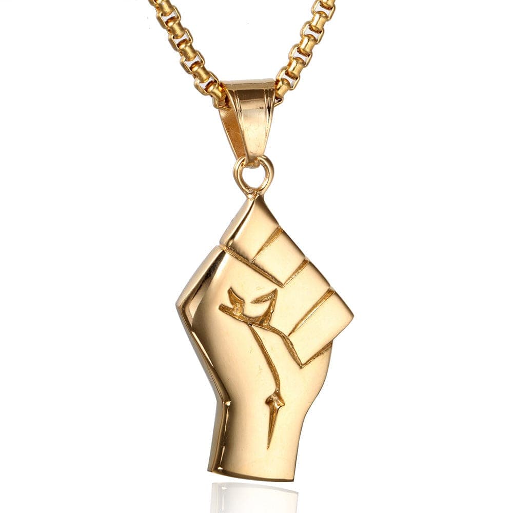 VVS Jewelry hip hop jewelry Gold BLM Raised Fist Necklace