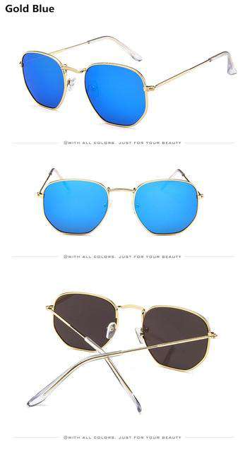 VVS Jewelry hip hop jewelry Gold Blue Jumpan Metal Square Frame Sunglasses