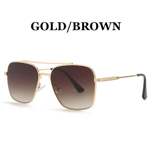 VVS Jewelry hip hop jewelry Gold-Brown Gradient Pilot Sunglasses For Men
