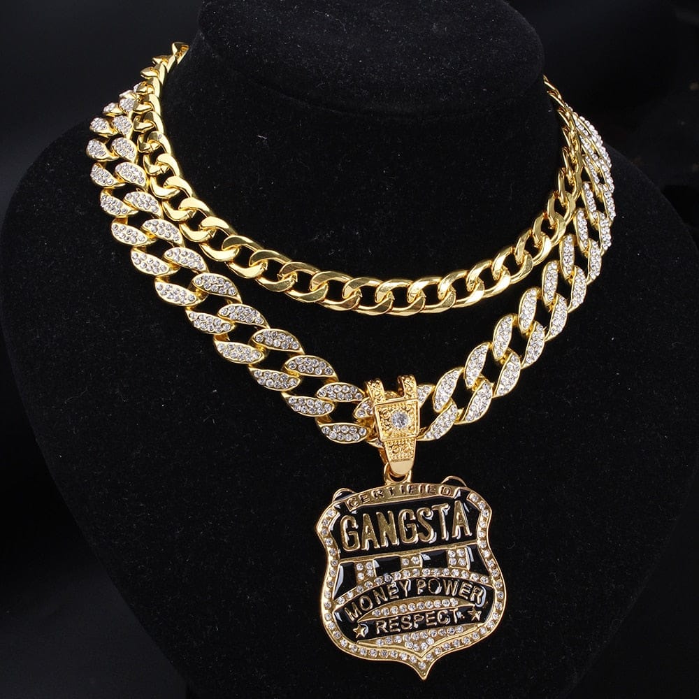 VVS Jewelry hip hop jewelry Gold Color Gold/Silver Gangsta Bling Cuban Choker Set