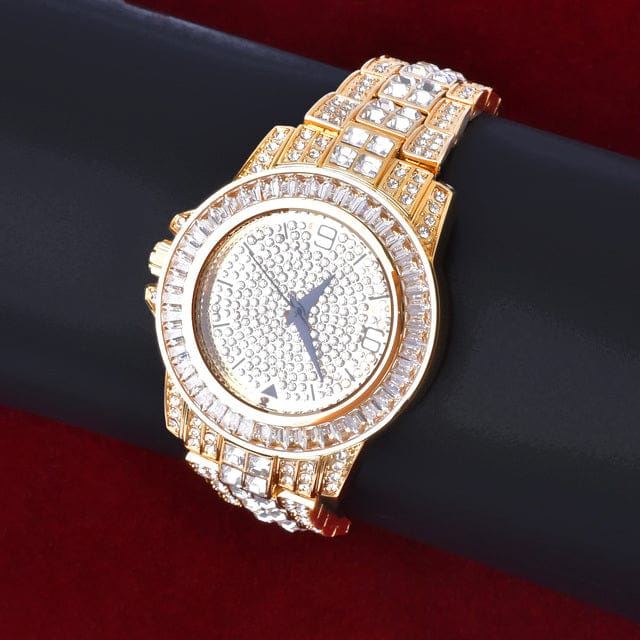 VVS Jewelry hip hop jewelry gold color Iced Out Blizzard Baguette Watch