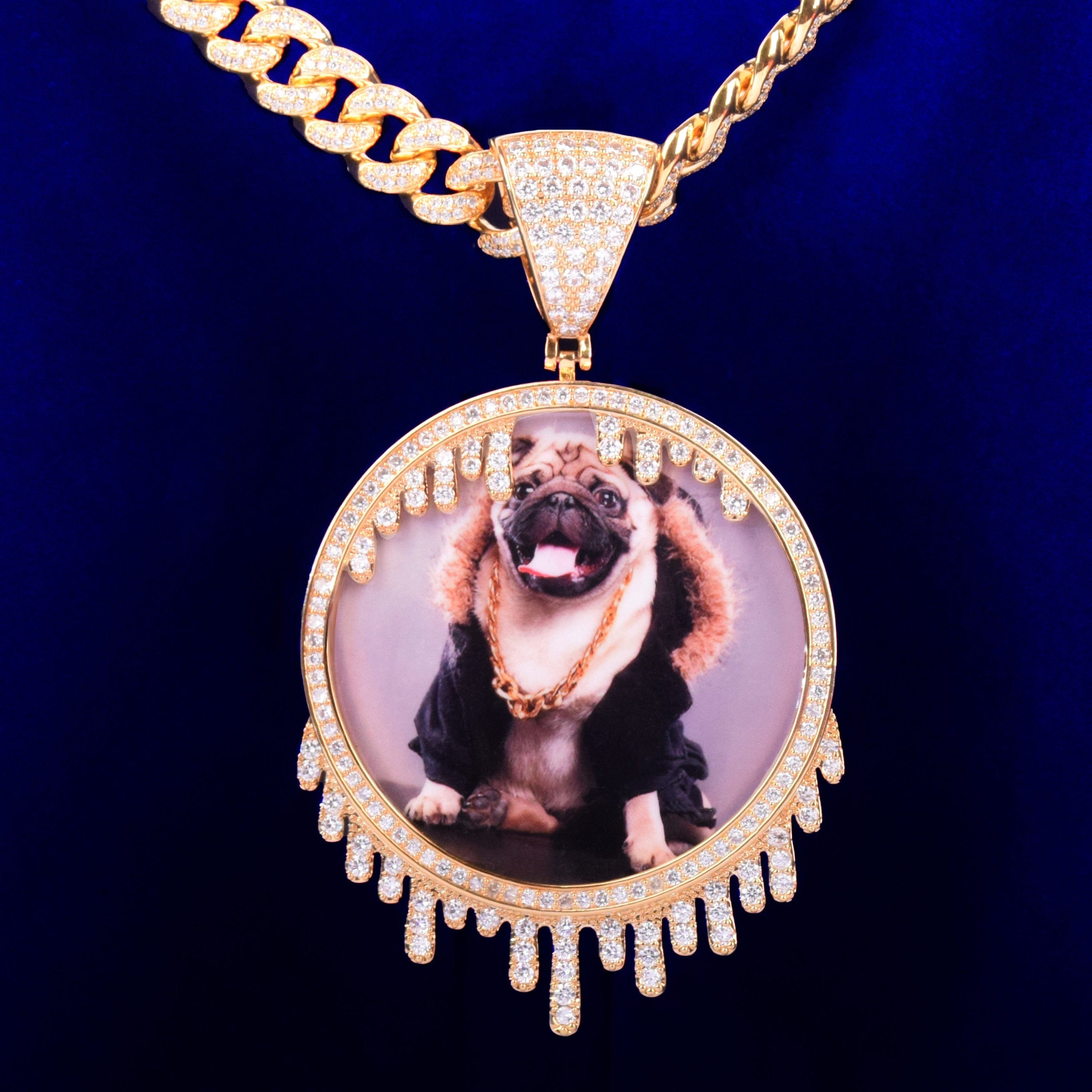VVS Jewelry hip hop jewelry Gold Color / No chain Custom Drippy Cuban Photo Medallion
