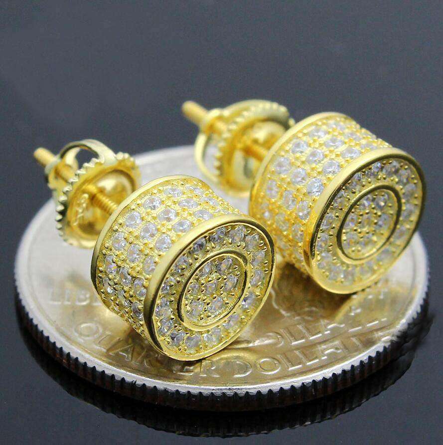 VVS Jewelry hip hop jewelry Gold-color Thicc Circle Bling Gold/Silver Stud Earrings
