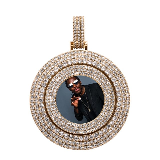 VVS Jewelry hip hop jewelry Gold / Cuban Chain / 16 inch VVS Jewelry Thicc Fully Iced Custom Photo Pendant Necklace