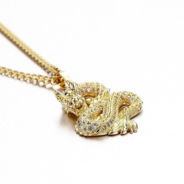 VVS Jewelry hip hop jewelry Gold Gold/Silver Dragon Pendant Necklace