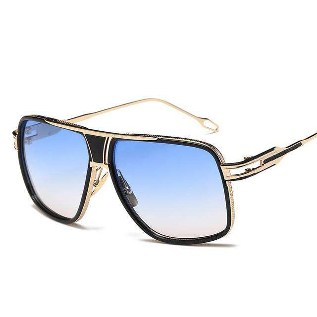 VVS Jewelry hip hop jewelry Gold-GradientBlue Swagger Square Sunglasses