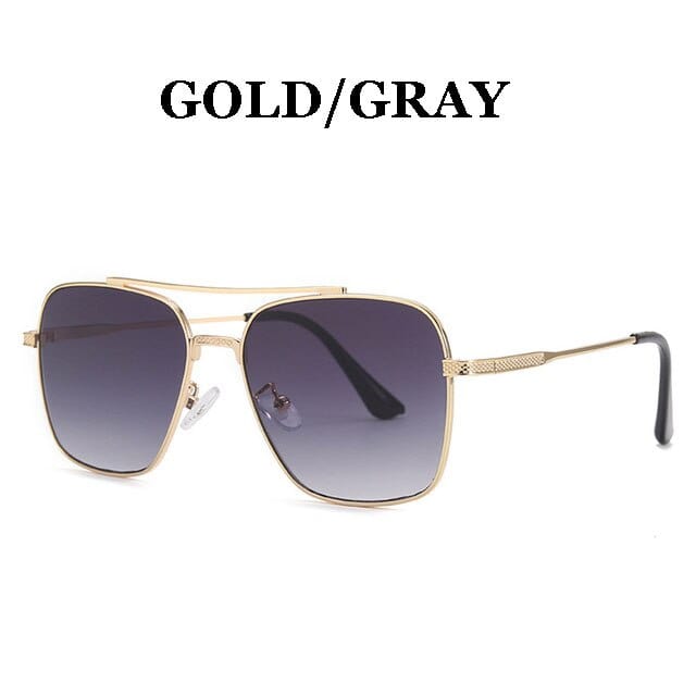 VVS Jewelry hip hop jewelry Gold-Gray Gradient Pilot Sunglasses For Men