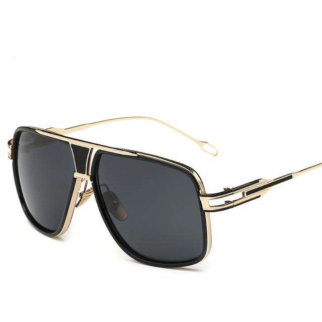 VVS Jewelry hip hop jewelry Gold-Gray Swagger Square Sunglasses