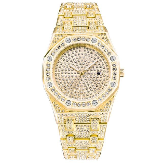 VVS Jewelry hip hop jewelry Gold Iced Bust Down Cali Watch