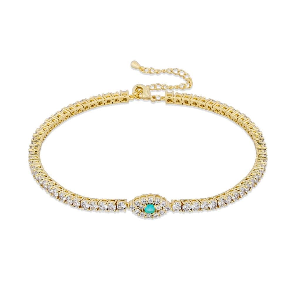 VVS Jewelry hip hop jewelry Gold Iced out Evil Eye Anklet