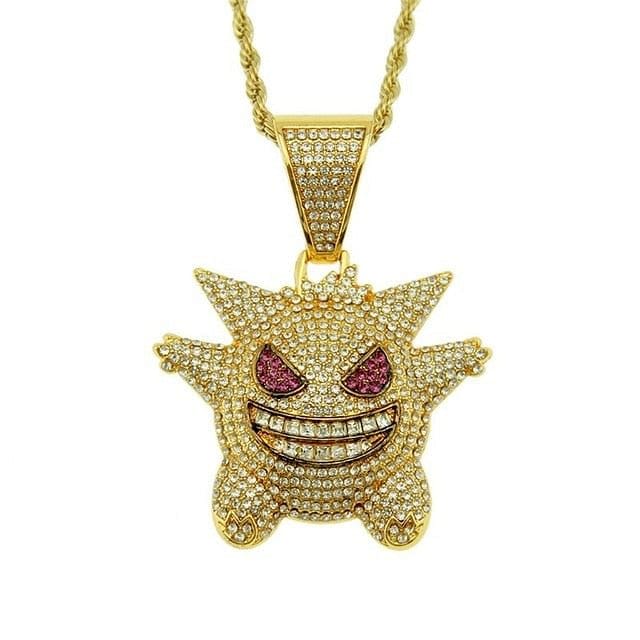 VVS Jewelry hip hop jewelry Gold Mask Gengar Vampire Pendant Necklace