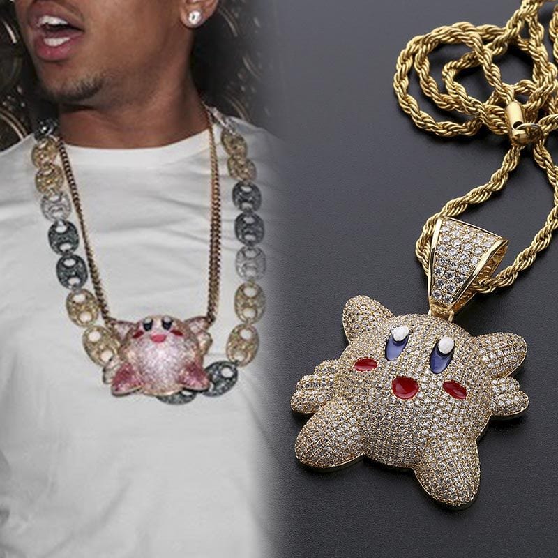 VVS Jewelry hip hop jewelry gold Micropave Iced Kirby Rapper Pendant Chain