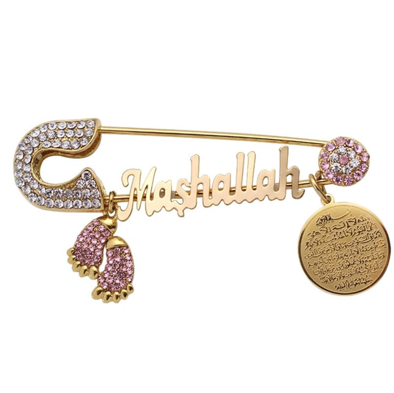 VVS Jewelry hip hop jewelry Gold - Purple Iced Out Islam Baby Pin Brooch