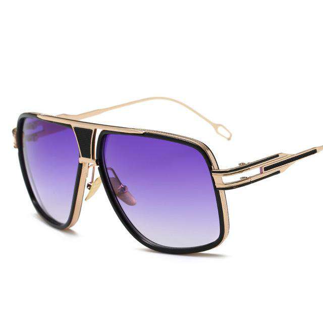 VVS Jewelry hip hop jewelry Gold-Purple Swagger Square Sunglasses