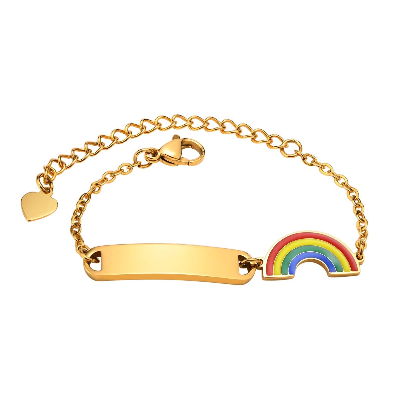 VVS Jewelry hip hop jewelry Gold Rainbow Custom Baby Engraved Name Adjustable Bracelet with Charm