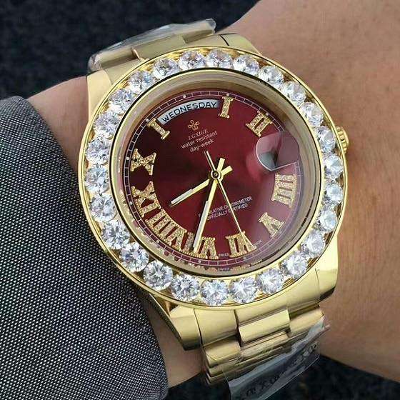 VVS Jewelry hip hop jewelry gold red Iced Presidential Watch