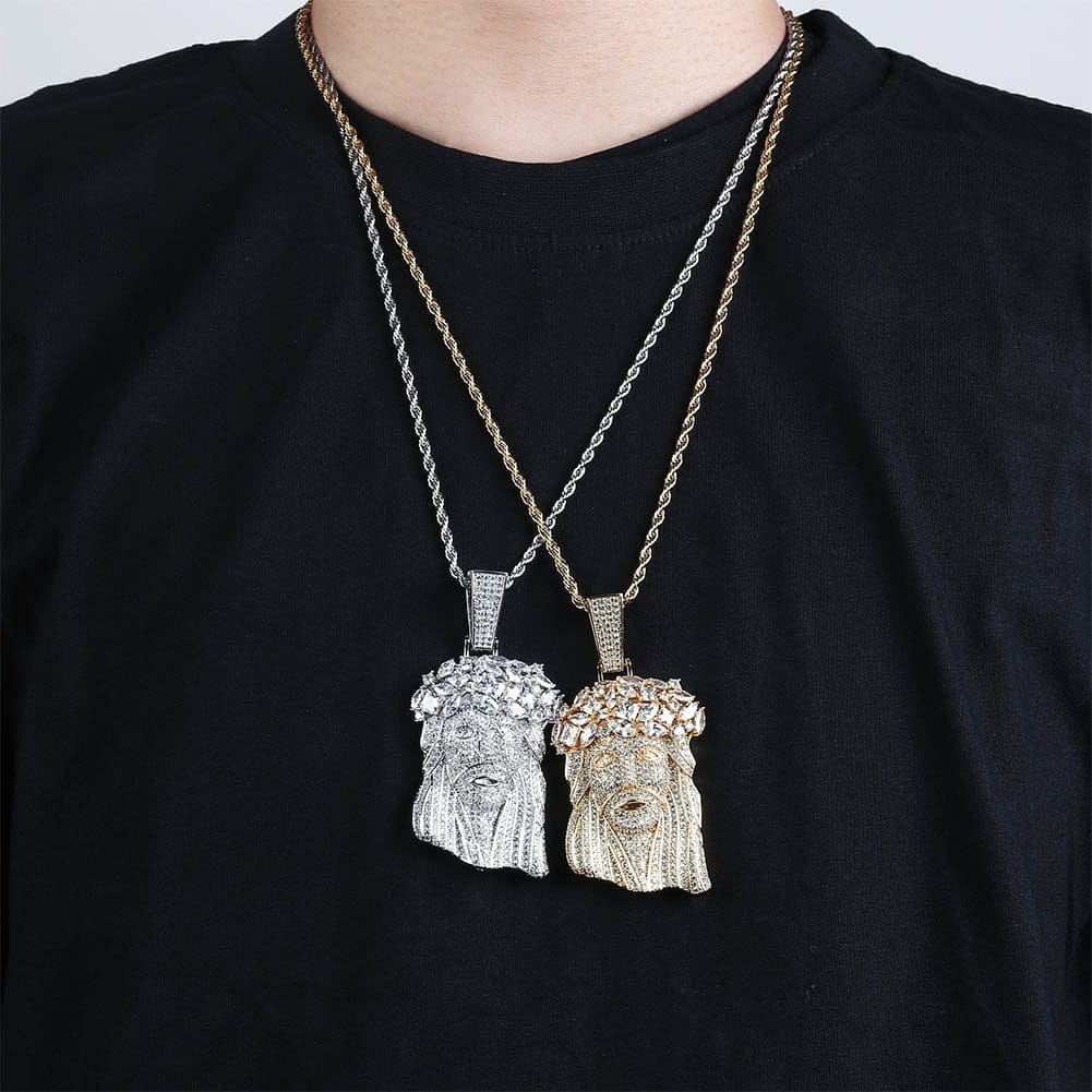 VVS Jewelry hip hop jewelry Gold / Rope chain / 18inch Icy King Jesus Piece