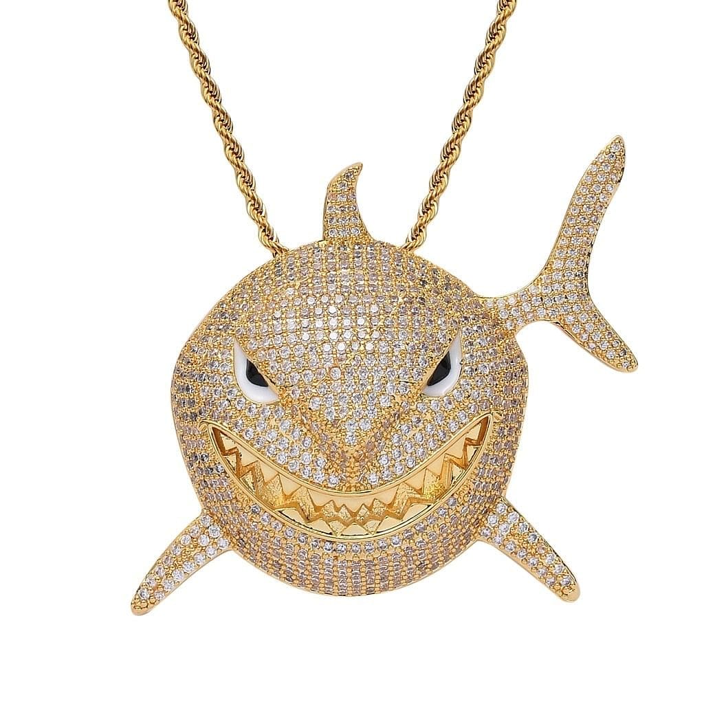 VVS Jewelry hip hop jewelry Gold / Rope Chain / 20 Inch Shark 6IX9INE Bling Pendant Necklace