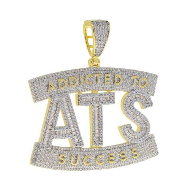 VVS Jewelry hip hop jewelry Gold / Rope Chain 24 Inch Two-tone Addicted to Success "ATS" Baguette Pendant Chain
