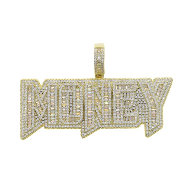 VVS Jewelry hip hop jewelry Gold / Rope Chain 24 Inch VVS Jewelry Iced Out "MONEY" Pendant Chain