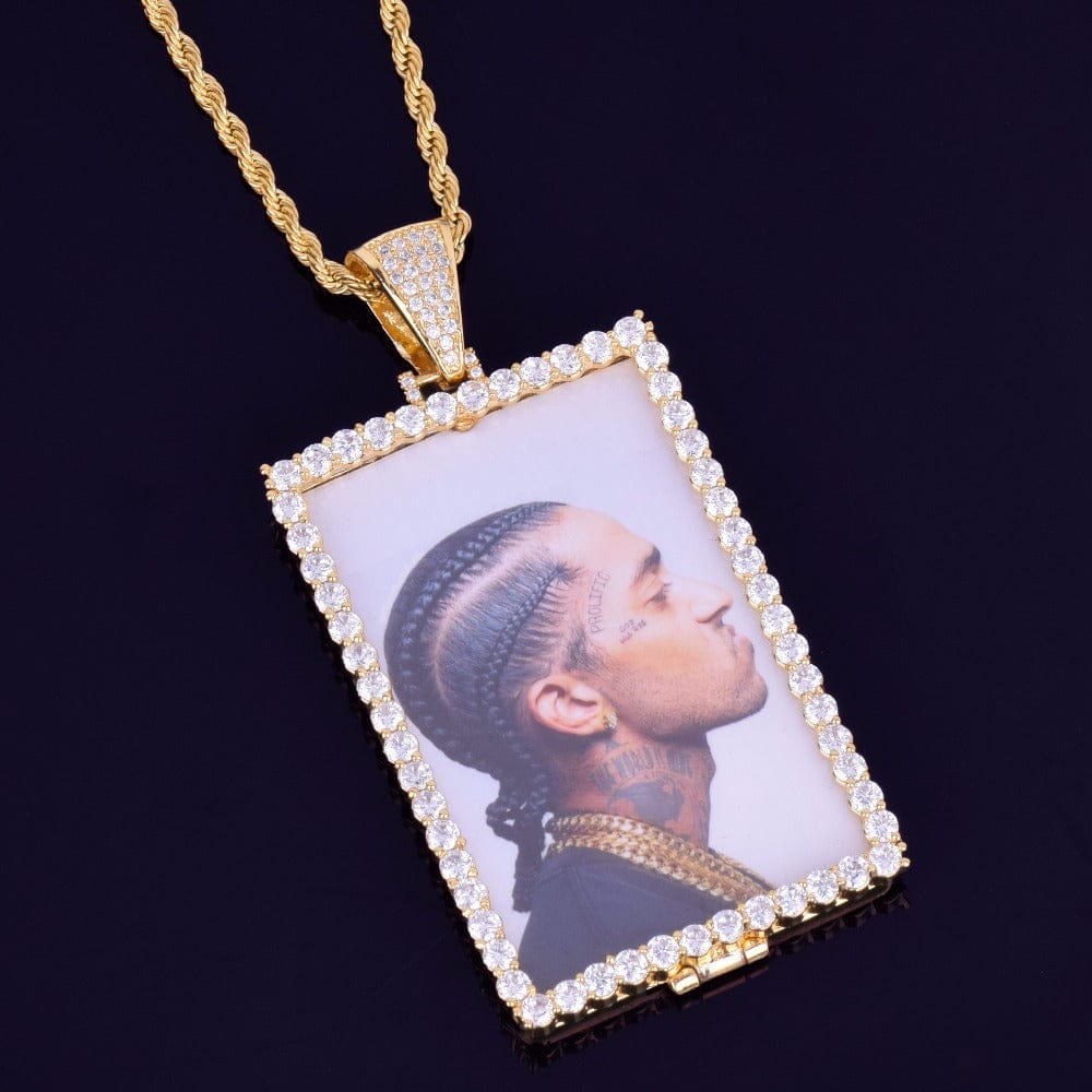 VVS Jewelry hip hop jewelry Gold / Rope Chain / 30inch VVS Jewelry Custom Photo Square Medallion Chain