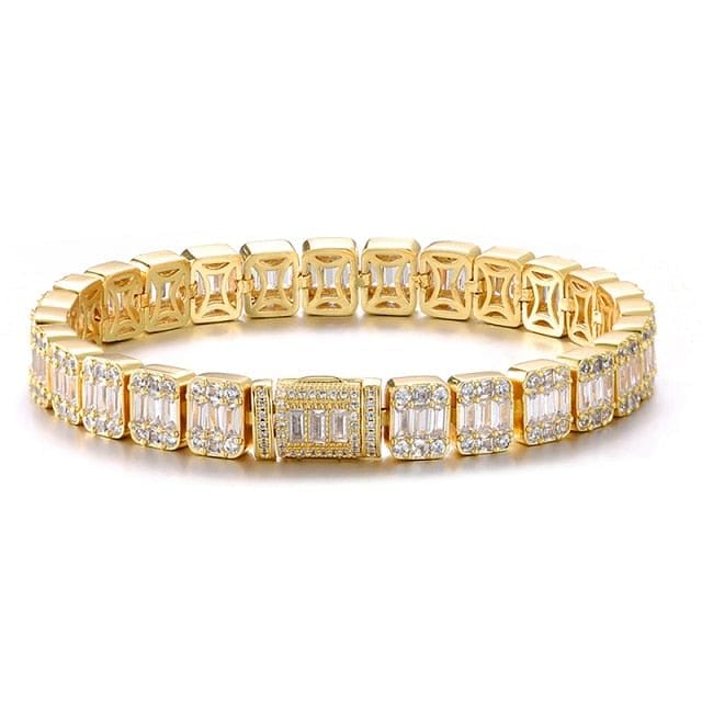 VVS Jewelry hip hop jewelry Gold Set / 18 Inch & 8 Inch VVS Jewelry 9MM Baguette Tennis Chain + FREE bracelet