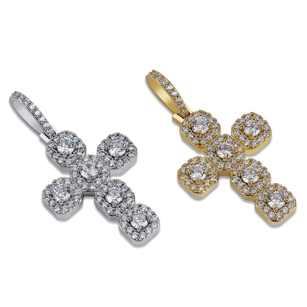 VVS Jewelry hip hop jewelry Gold/Silver Baguette Cross Pendant