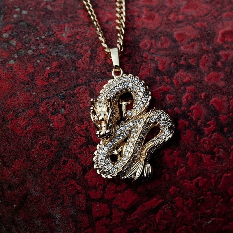 VVS Jewelry hip hop jewelry Gold/Silver Dragon Pendant Necklace