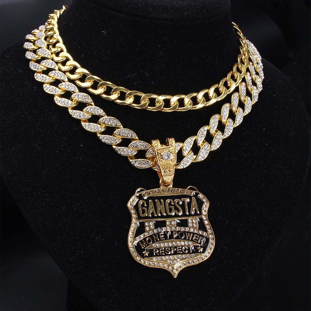 VVS Jewelry hip hop jewelry Gold/Silver Gangsta Bling Cuban Choker Set